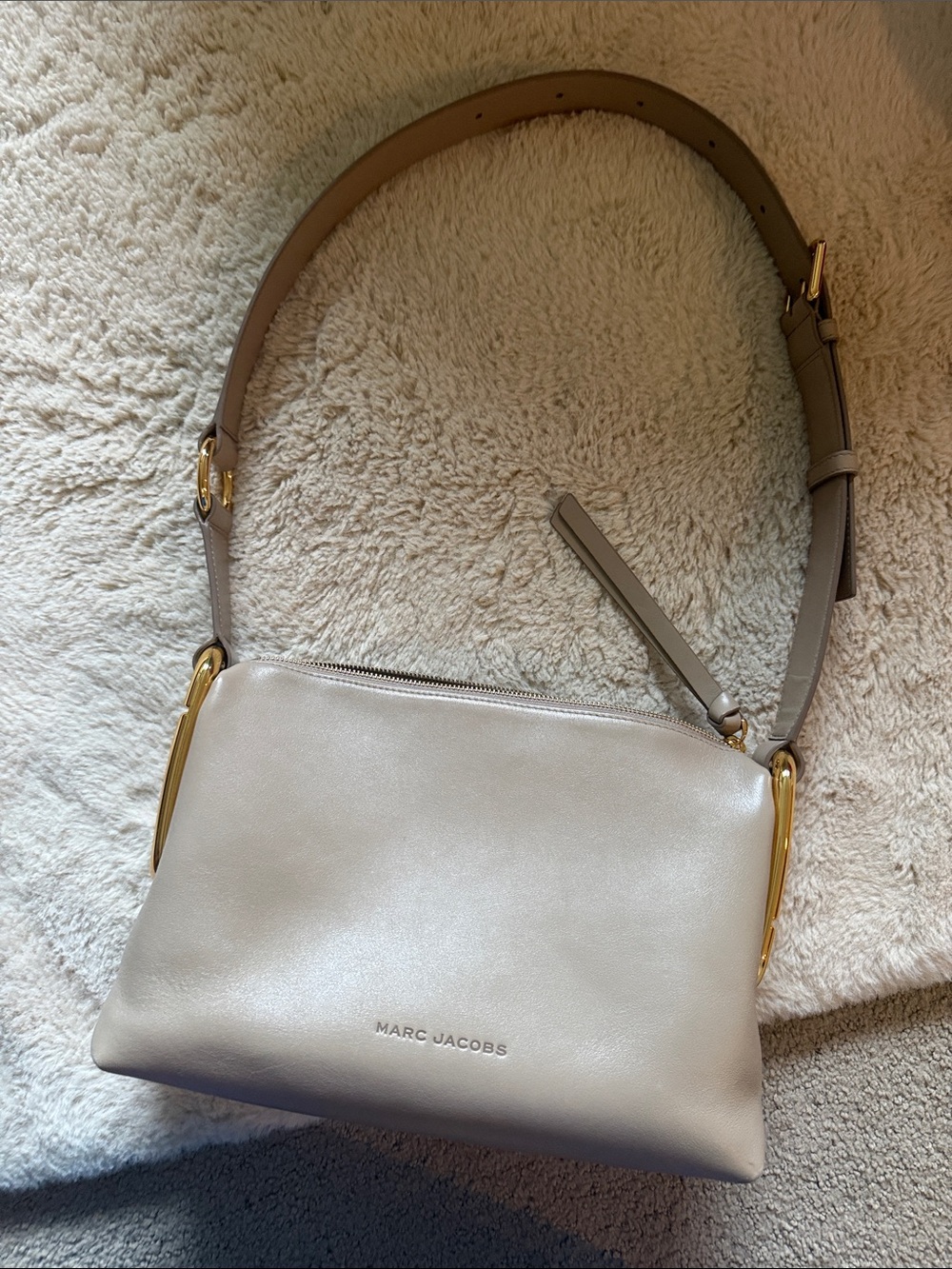 Marc Jacobs Taupe Leather Crossbody with Gold Accents